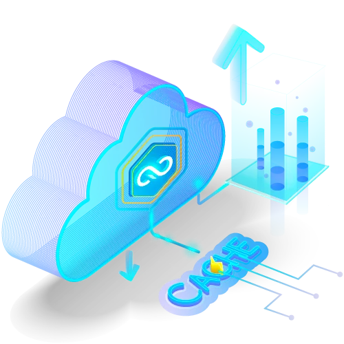 An image of a blue cloud with cache written on it