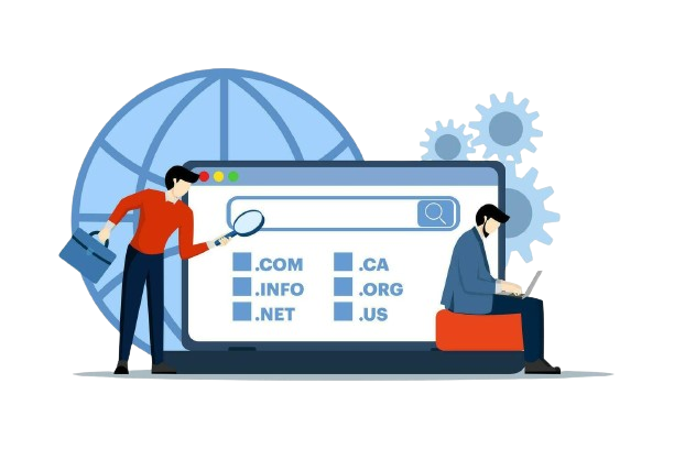 A screen listing multiple domain extentions