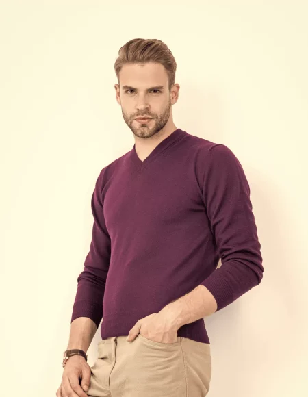 Men's Classic Maroon Cotton Sweater