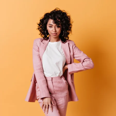 Pretty Pastel Pale Pink Suit Jacket and Trousers