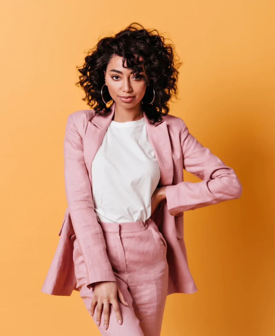 Pretty Pastel Pale Pink Suit Jacket and Trousers