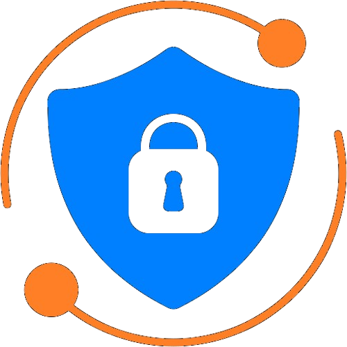 A blue shield with a lock on it representing DMCA ignored hosting
