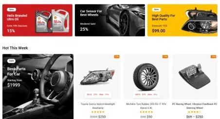 section redesign for a auto parts store