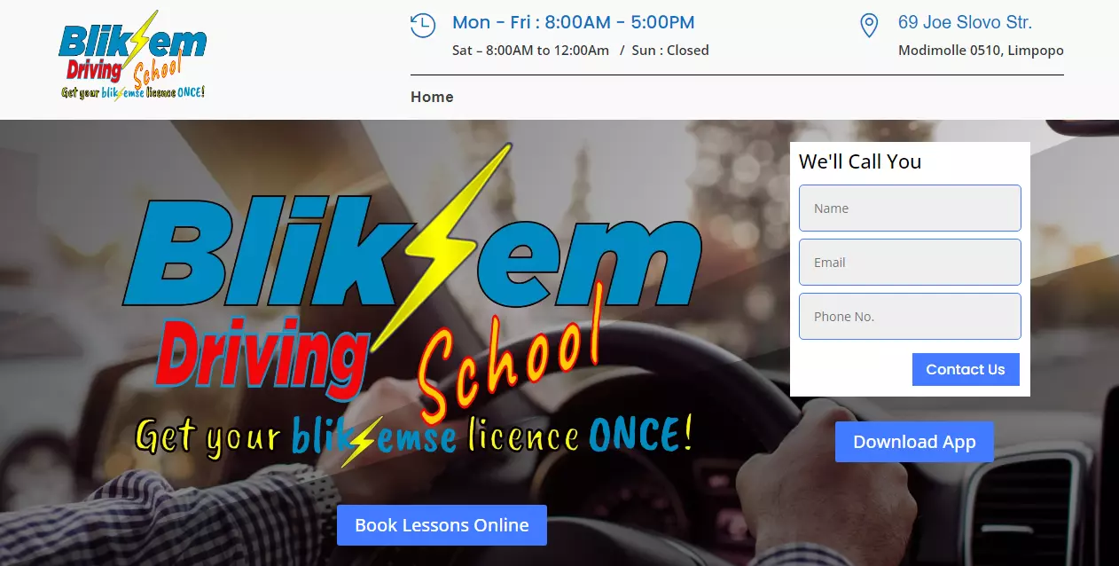 An Image showcasing a driving school website design