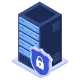 Secure server with padlock symbolizing server protection.
