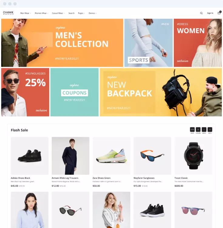 E-commerce website design for a clothing brand