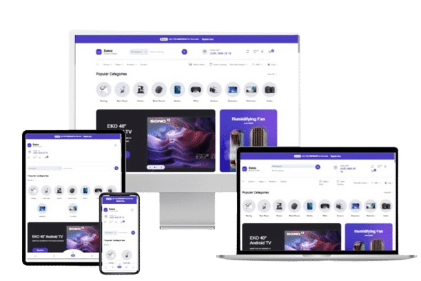 Responsive e-commerce store website esign shown on multiple screens