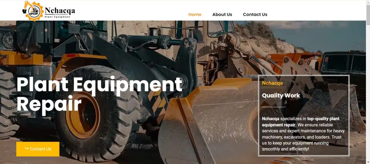 Nchacqa plant equipment repair web design