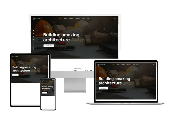 Architects and engineers website design displayed on multiple devices