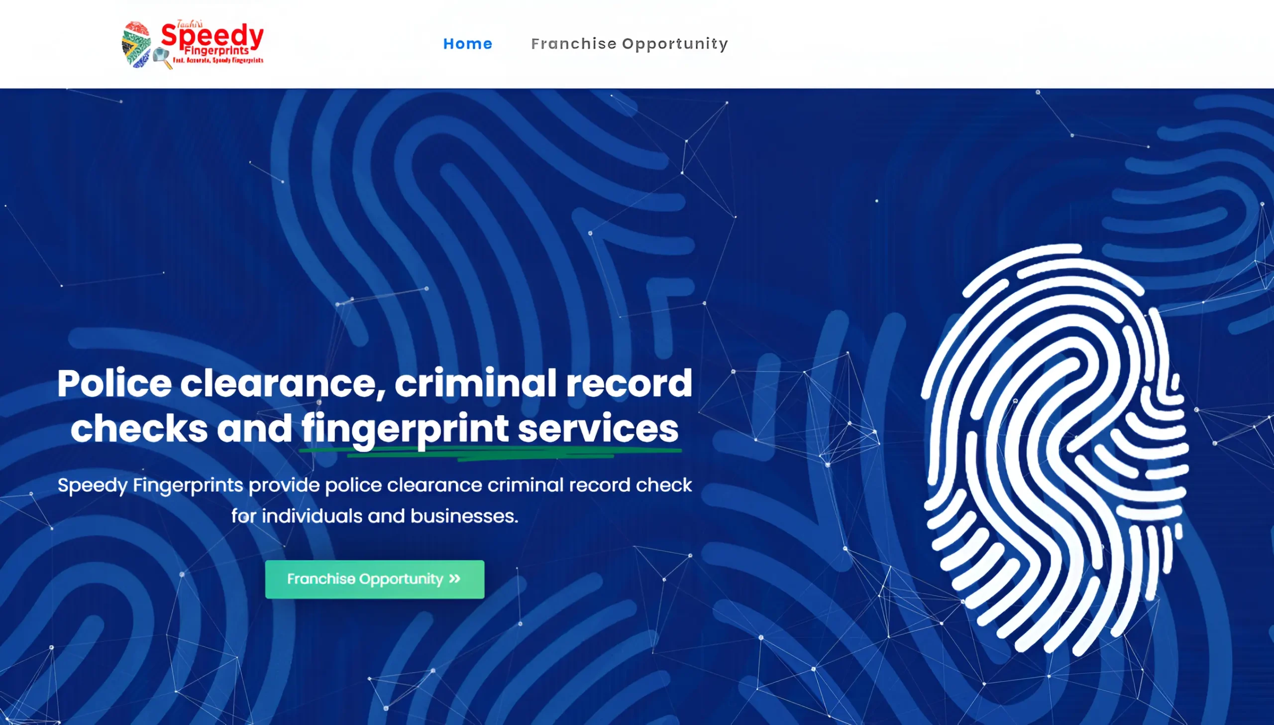 Speedy Fingerprints website design