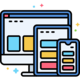 An icon depicting a web design on multiple screens