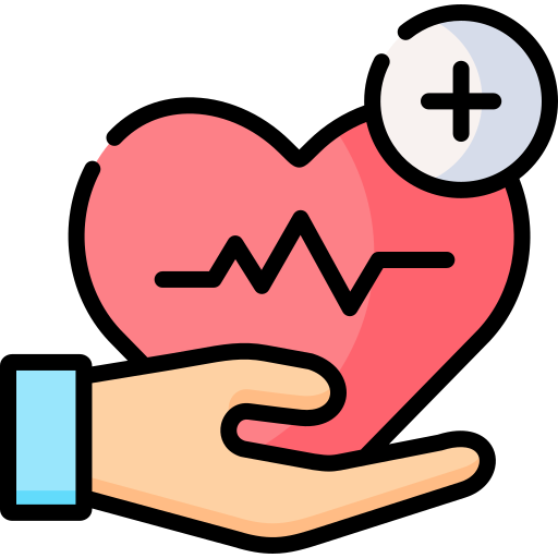 an icon of a person with a heart in their hand representing healthcare web design