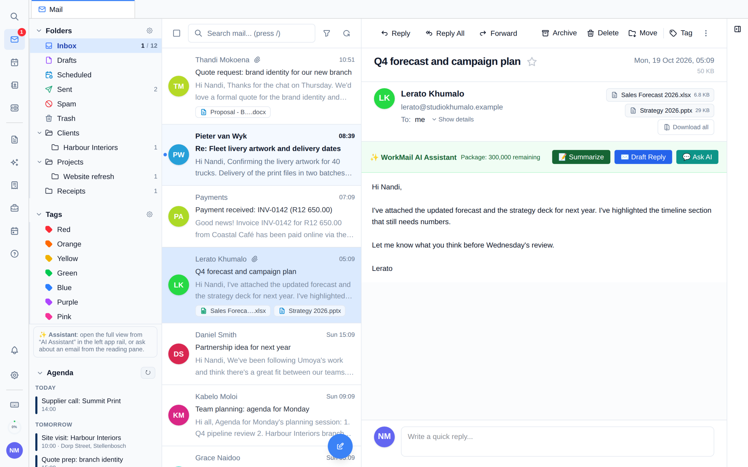 WorkMail Pro Dashboard
